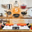 Duronic Electric Hot Plate HP2 WE with various cookware, including pots, pans, kettles, and woks.