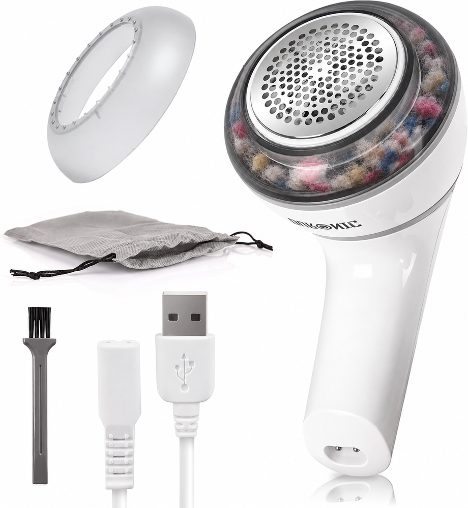 Duronic_FS16USB_fabric_shaver_filled_with_colourful_lint