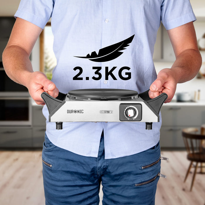 Duronic HP1 SS electric hot plate lightweight compact portable weighing 2.3kg