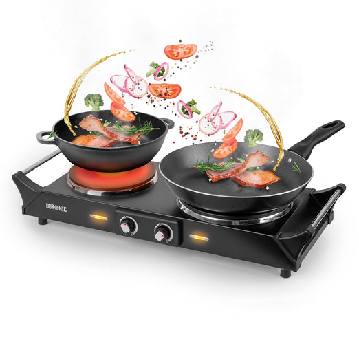 Duronic HP2 BK double hot plate cooking meat vegetables spices