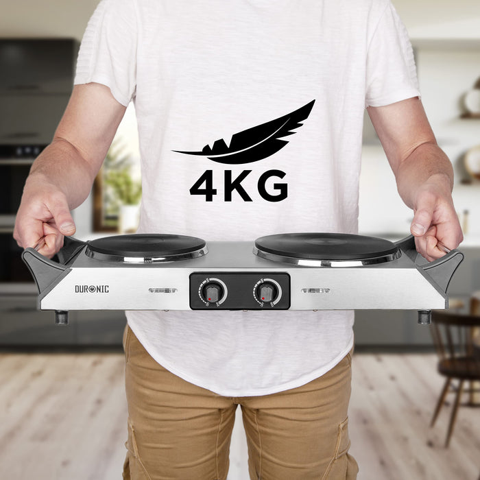 Duronic HP2 SS electric hot plate lightweight portable compact weighing 4kg