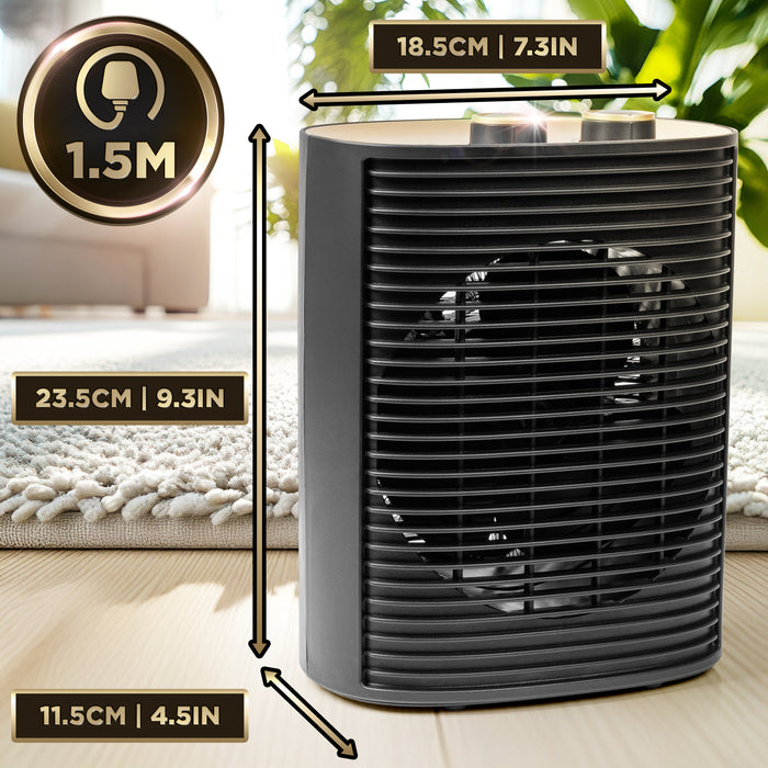 Duronic HV32 BK Electric Fan Heater with dimension