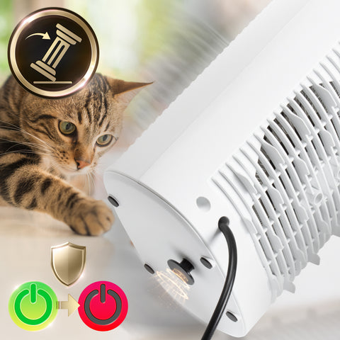 Duronic HV32 Electric Fan Heater cat showing the power button at the bottom ofr the fan