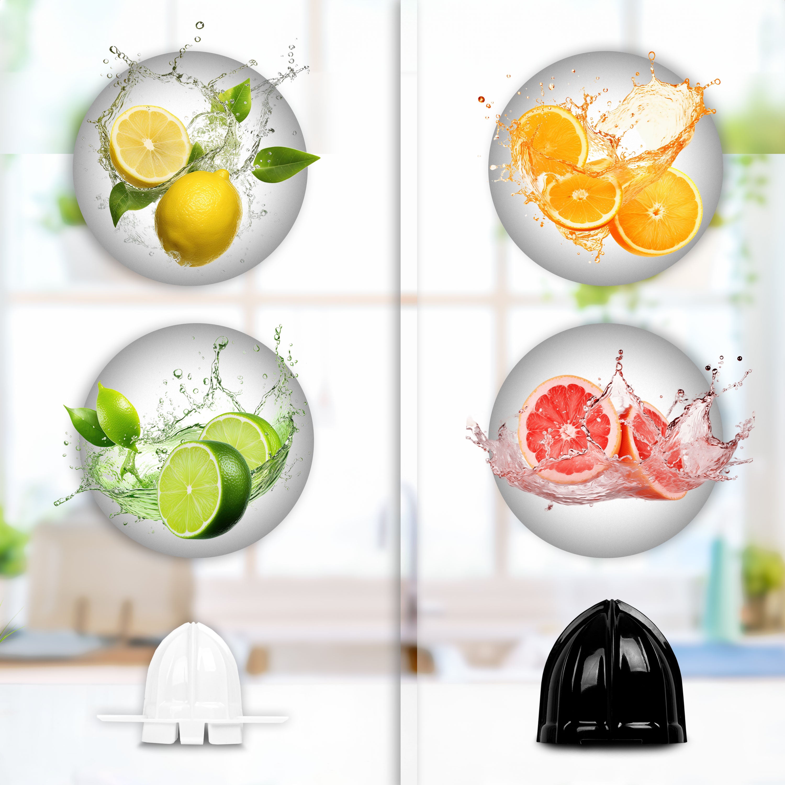 Duronic JE416 citrus juicer with two juicing cones based on different fruits, one for lemon and limes, one for oranges and grapefruits