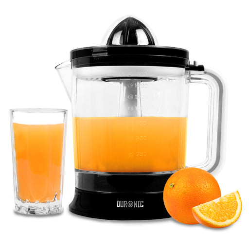 Duronic JE416 electric citrus juicer making fresh orange juice