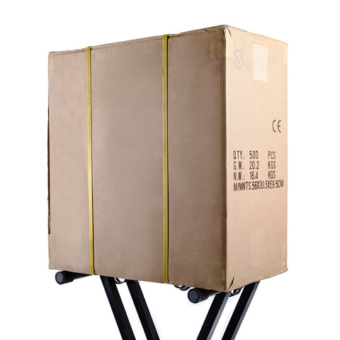 Duronic Keyboard Stand with yellow straps resting on a black metal stand.