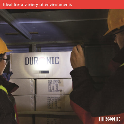 Duronic LED Torch Flashlight used by two workers