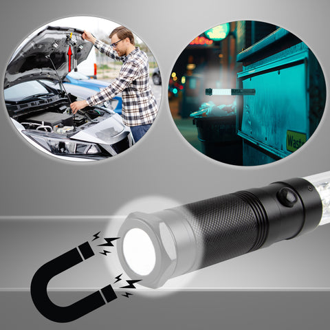 Duronic LED Torch used for hands-free car repairs and outdoor lighting on metal surfaces.