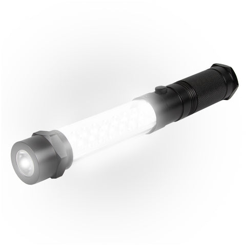 Duronic LED Torch with glowing transparent wand and textured grip for workshop or emergency.