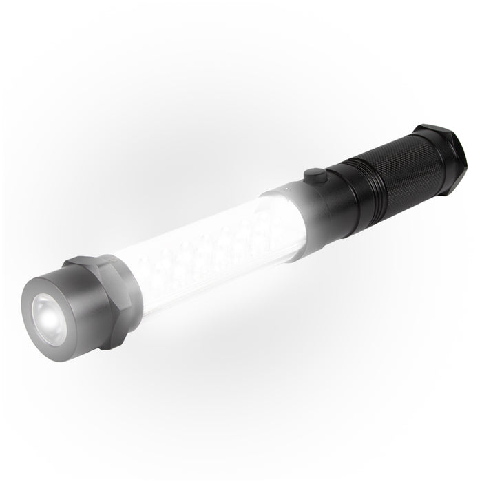 Duronic LED Torch with glowing transparent wand and textured grip for workshop or emergency.