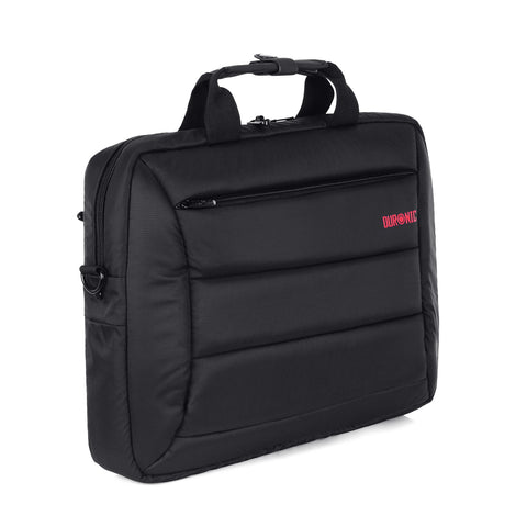 Duronic Laptop Messenger Bag with top handles, front zippered pocket, and red brand logo.