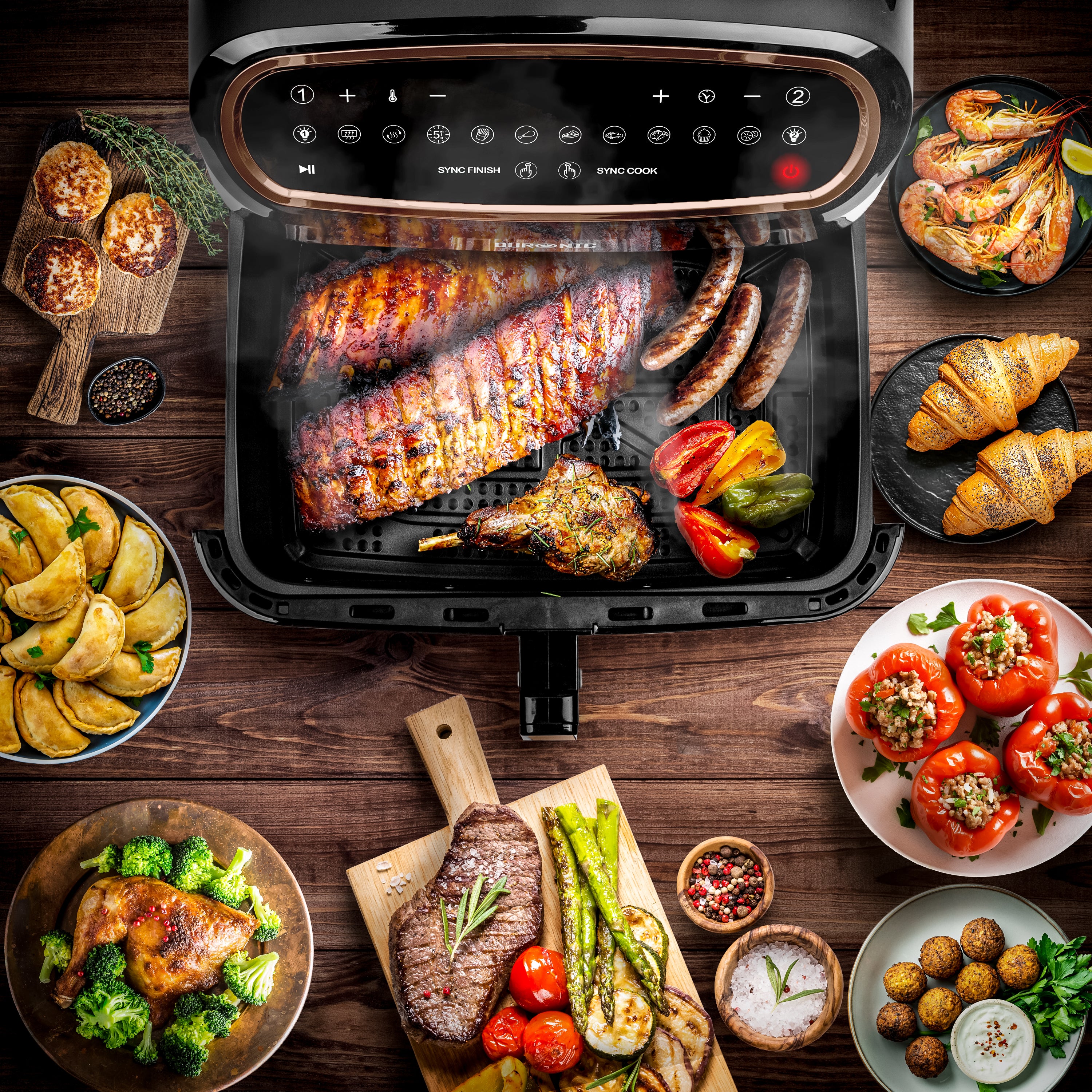 Duronic Large Drawer surrounded by cooked foods