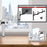 Duronic Monitor Arm Single Silver holding a display showing adjustment angles and technical specifications.