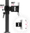 Duronic Monitor Arm Single featuring 360-degree rotation, 180-degree swivel, and 15-degree tilt capability.