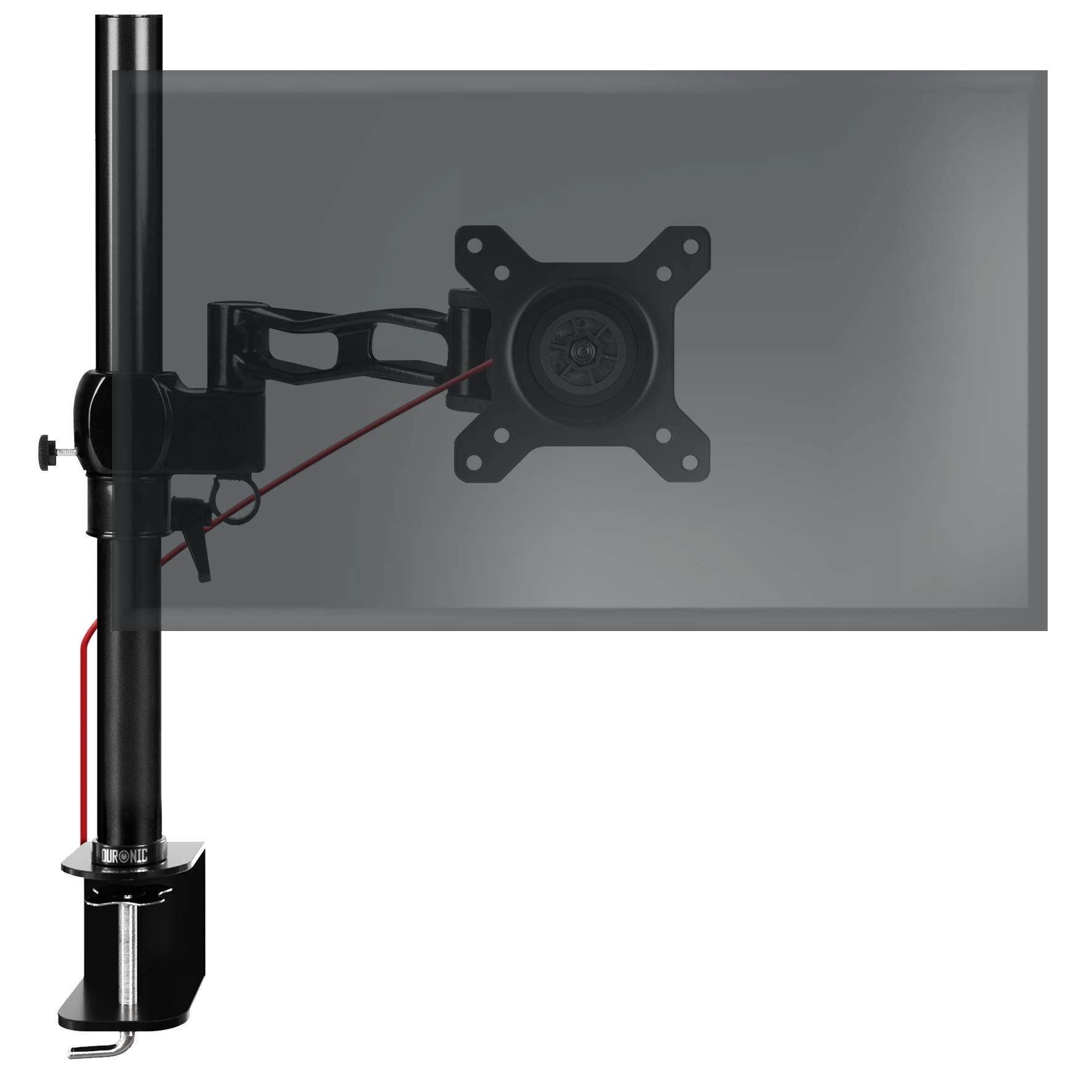 Duronic Monitor Arm Single with adjustable articulating arm, vertical pole, and desk clamp.