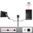 Duronic Monitor Arm Stand holding two monitors, highlighting a 360-degree rotation and weight capacity.