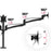 Duronic Monitor Arm Stand showing 180-degree swivel joints and a 135-degree tilting VESA plate.