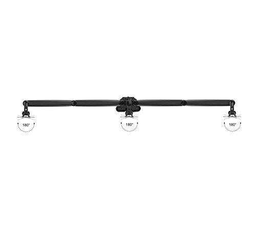 Duronic Monitor Arm Stand showing 180 degree rotation at three separate joints.
