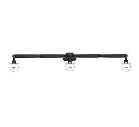 Duronic Monitor Arm Stand showing 180 degree rotation at three separate joints.