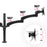 Duronic Monitor Arm Stand showing three 180-degree swivel joints and a -90/+45-degree tilt mechanism.