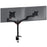 Duronic Monitor Arm Stand with adjustable articulated arms holding two translucent screens on a clamp.