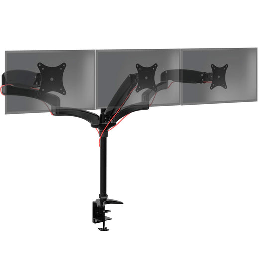 Duronic Monitor Arm Stand with adjustable articulating gas spring arms and a secure C-clamp base.