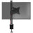 Duronic Monitor Arm Stand with adjustable clamp, holding a grey screen overlay.