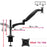 Duronic Monitor Arm Stand with measurements, VESA compatibility, and screen size specs.