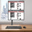 Duronic Monitor Stand Dual displaying product specifications on two screens over a keyboard.