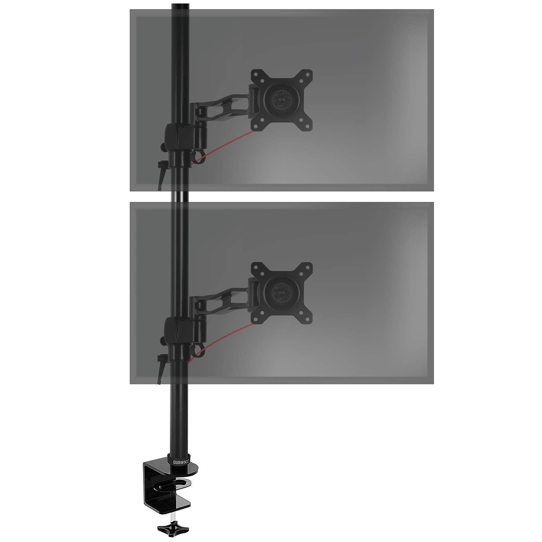Duronic Monitor Stand Dual with two stacked adjustable arms on a black pole.