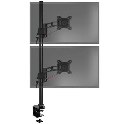 Duronic Monitor Stand Dual with two stacked adjustable arms on a black pole.