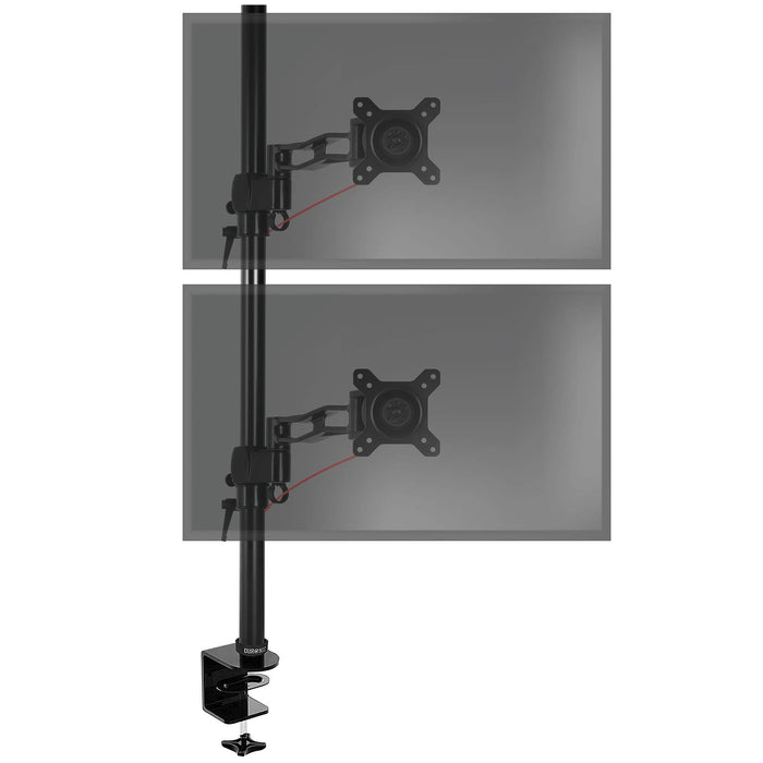 Duronic Monitor Stand Dual with two stacked adjustable arms on a black pole.