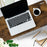 Duronic Monitor Stand Riser with a laptop and coffee cup.