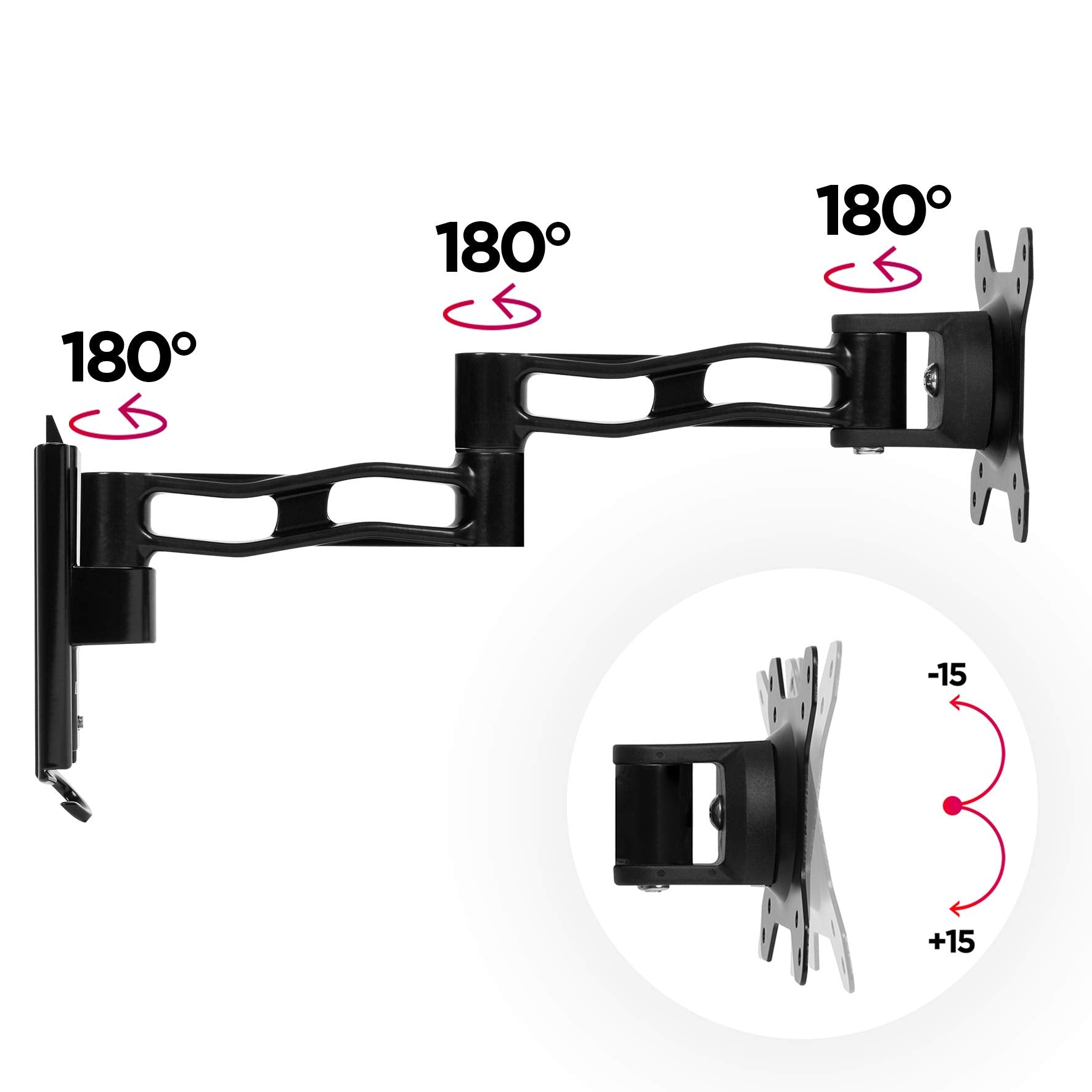 Duronic Monitor Wall Mount with 360-degree rotation for landscape and portrait viewing.