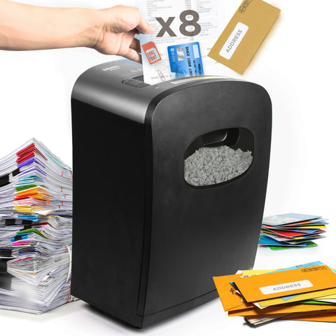 Duronic PS410 electric paper shredder micro cut shredding up to 8 sheets, envelopes, cards for home, office
