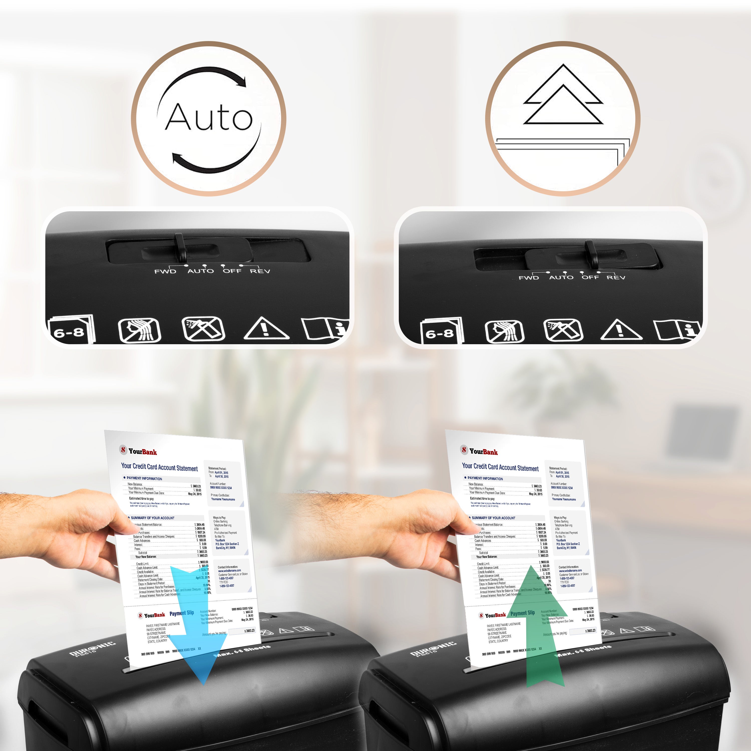 Duronic PS815 electric paper shredder with different modes for your needs