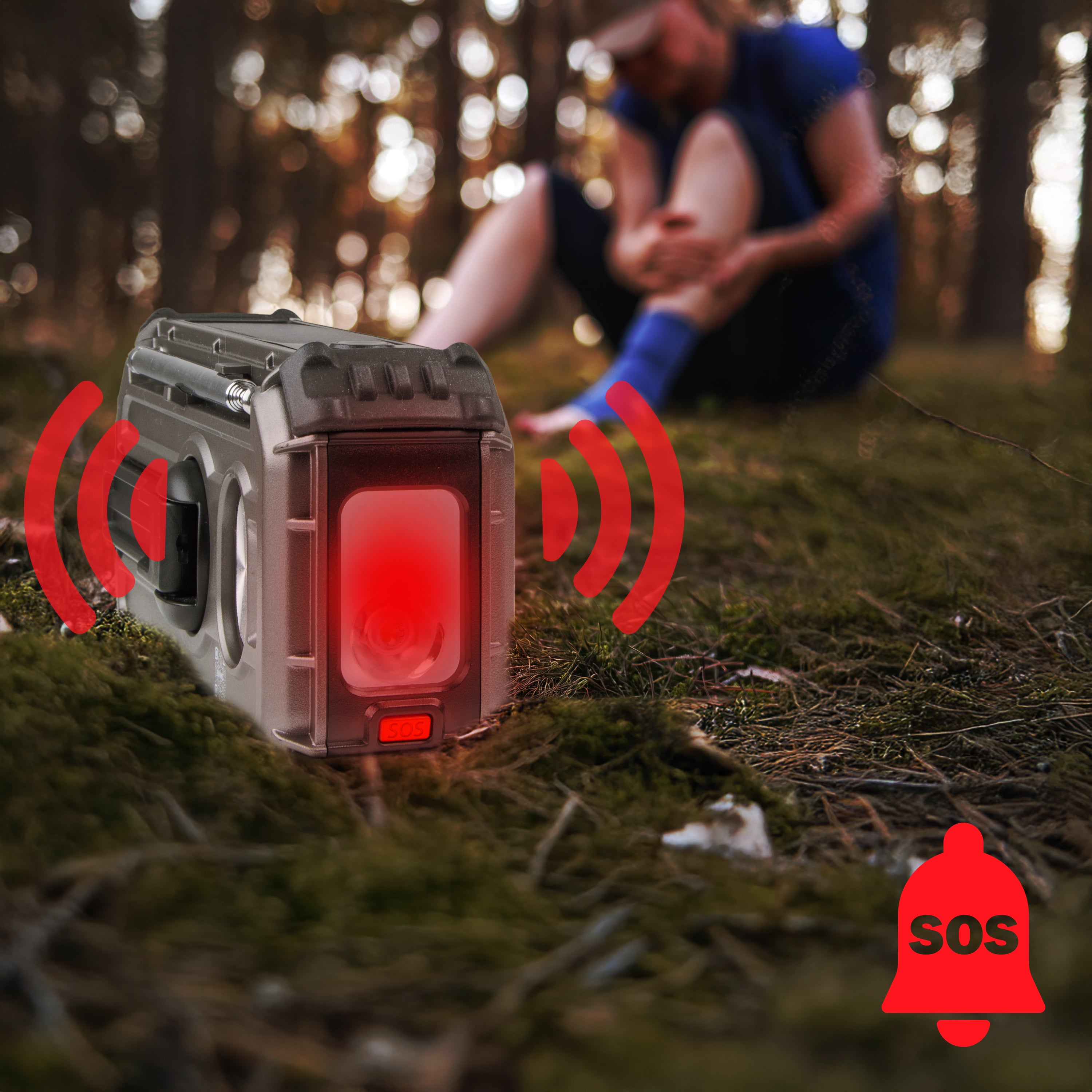 Duronic Portable DAB Radio  with a red flashing SOS light and siren