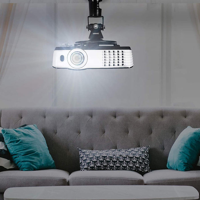 Duronic Projector Mount with teal and pattern pillows.