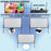Duronic Projector Screen Product graphic showing Duronic SFPS projector screen models (80, 100, and 120 inches) alongside compatible replacement parts and three stand configurations featuring wheels, flat feet, and ground stakes.