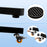 Duronic Projector Screen with  Product feature comparison showing interchangeable options between non-slip rubber leveling feet and 360-degree swivel casters with locking brakes for customizable stability and mobility.