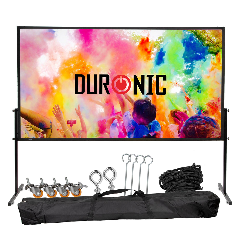 Duronic Projector Screen with its stand and full accessory kit
