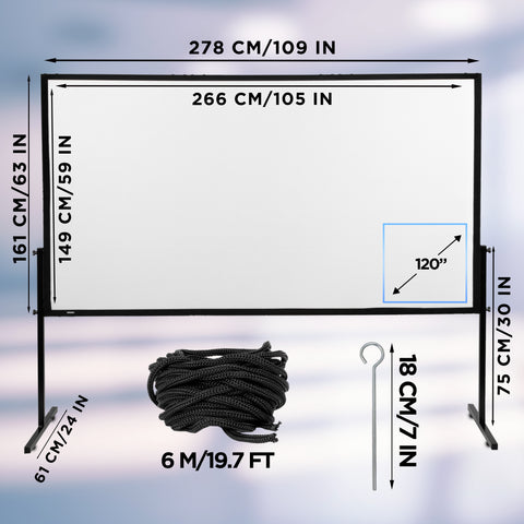 Duronic Projector Screen with product specs
