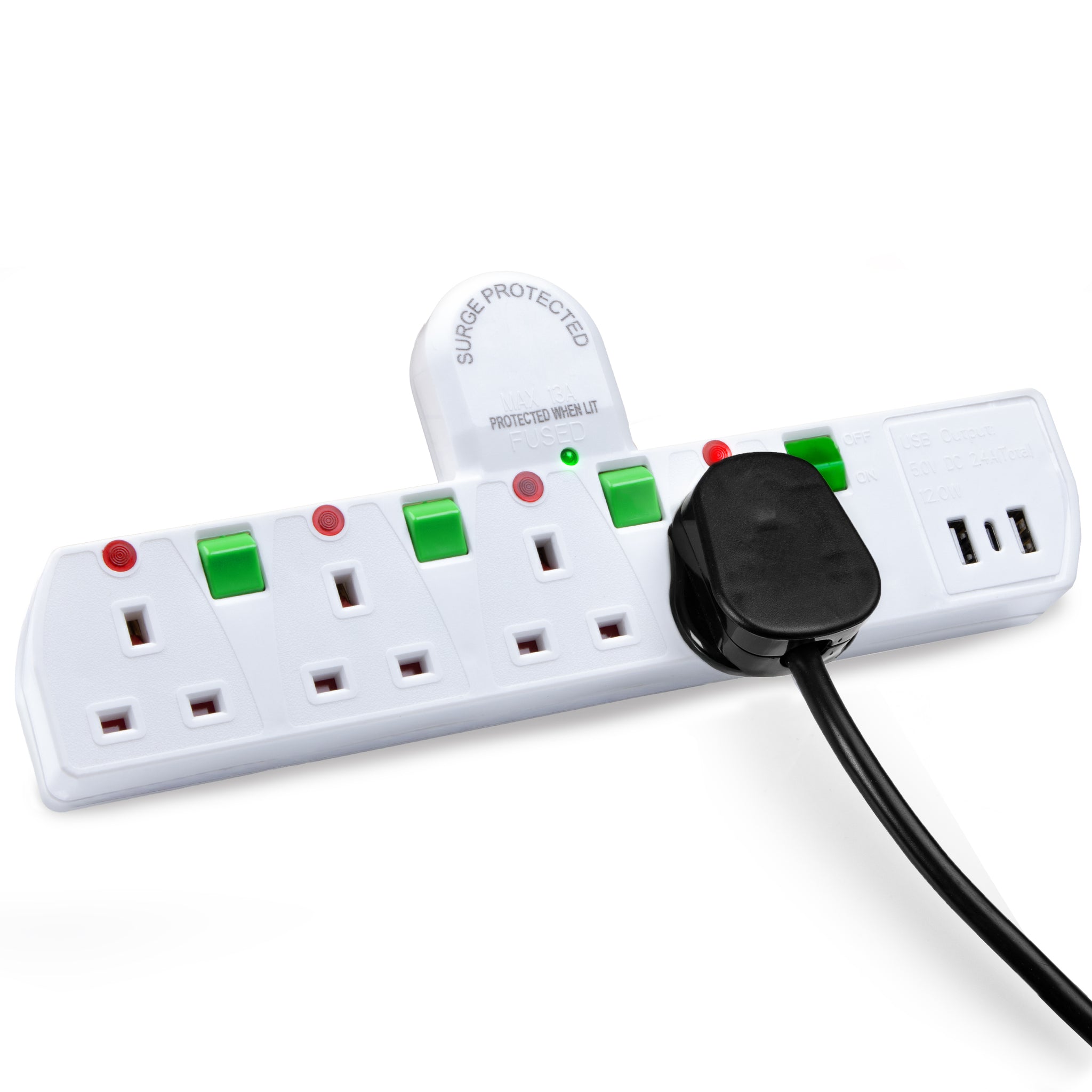 Duronic S125W extension lead with usb surge protected multisocket plug for home, office, school