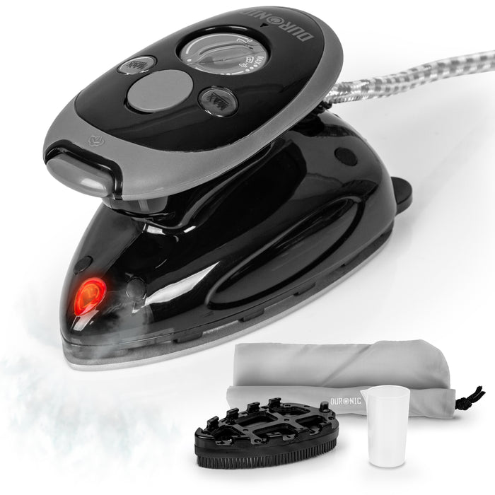 Duronic SI2 BK black travel iron with attachments for clothes quilting crafting