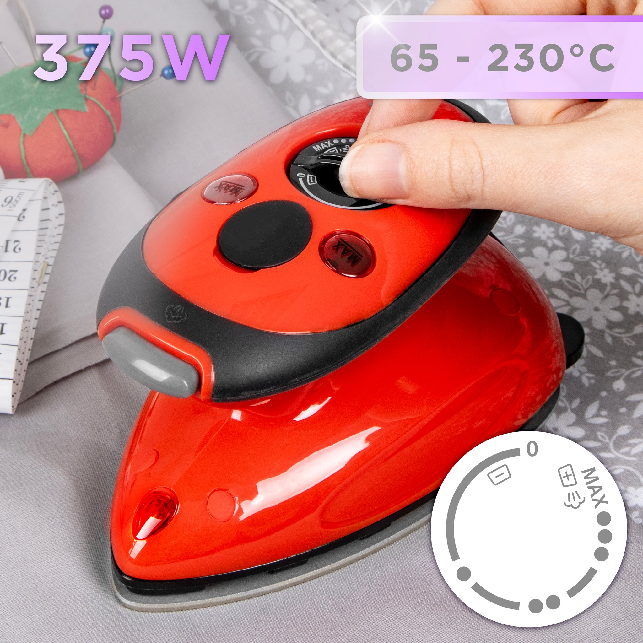 Duronic SI2 RD red steam iron with temperature control wattage