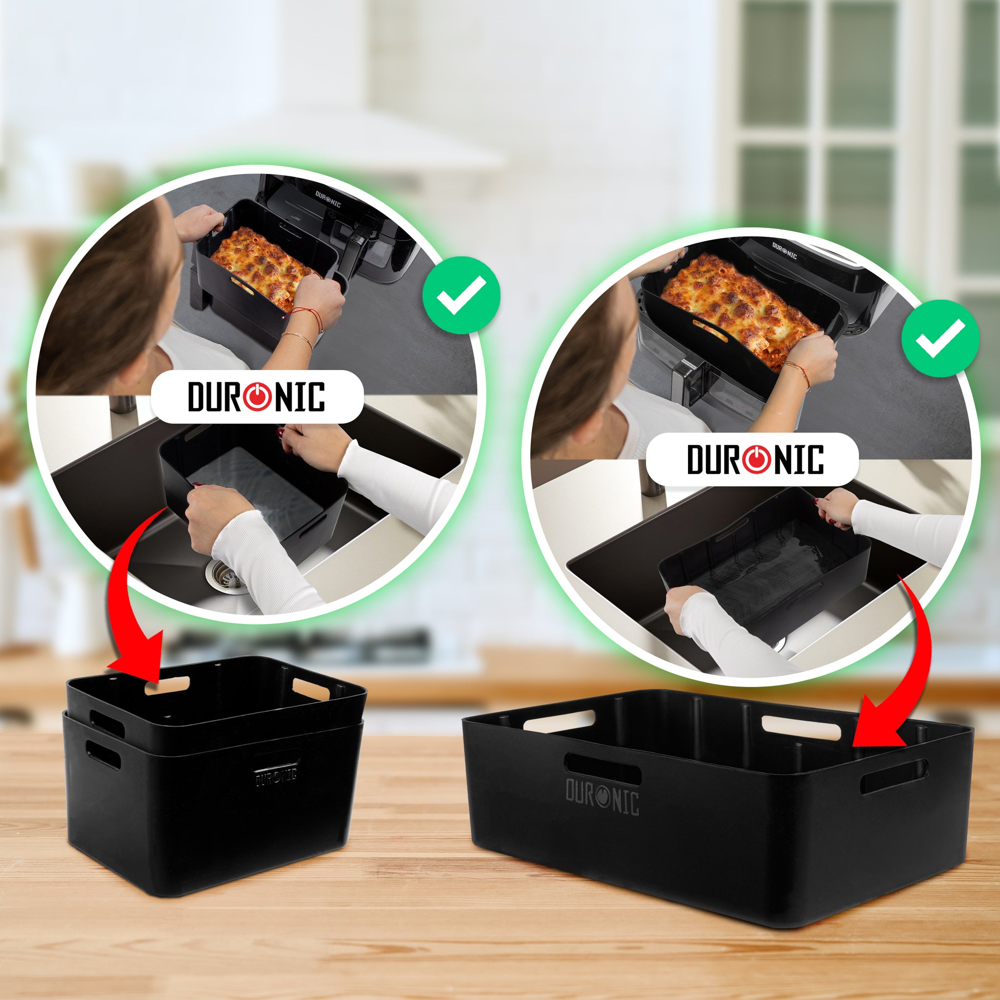 Duronic Silicone Air Fryer Liners with 2 different sizes