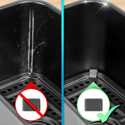 Duronic Silicone Corners for Air Fryer with comparison of using and not using of silicone