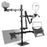 Duronic Social Media Stand holding a camera, ring light, microphone, laptop, and monitor display.