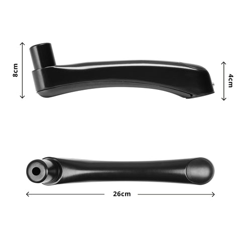 Duronic Spare Monitor Arm shown from two different angles with clear centimeter product dimensions marked.