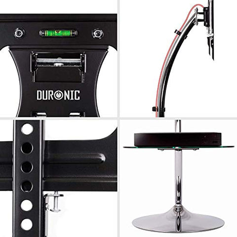 Duronic TV Stand Four-panel display of a Duronic floor-standing TV mount featuring a built-in spirit level